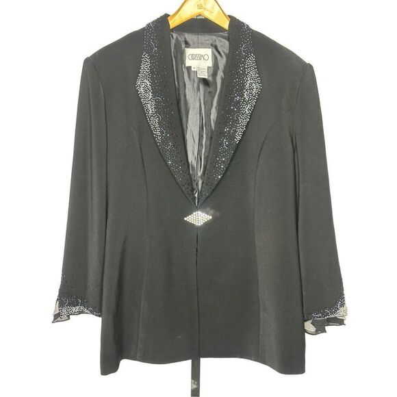 Carissimo Black Beaded Dressy Jacket Size 24 - Picture 1 of 15
